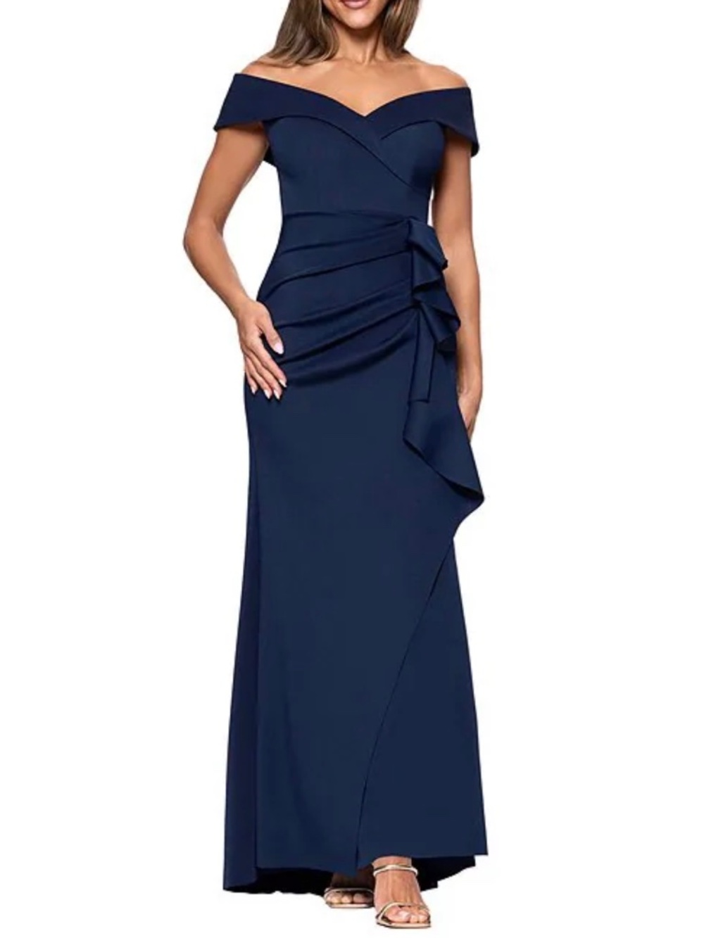 XSCAPE petite off shoulder gown